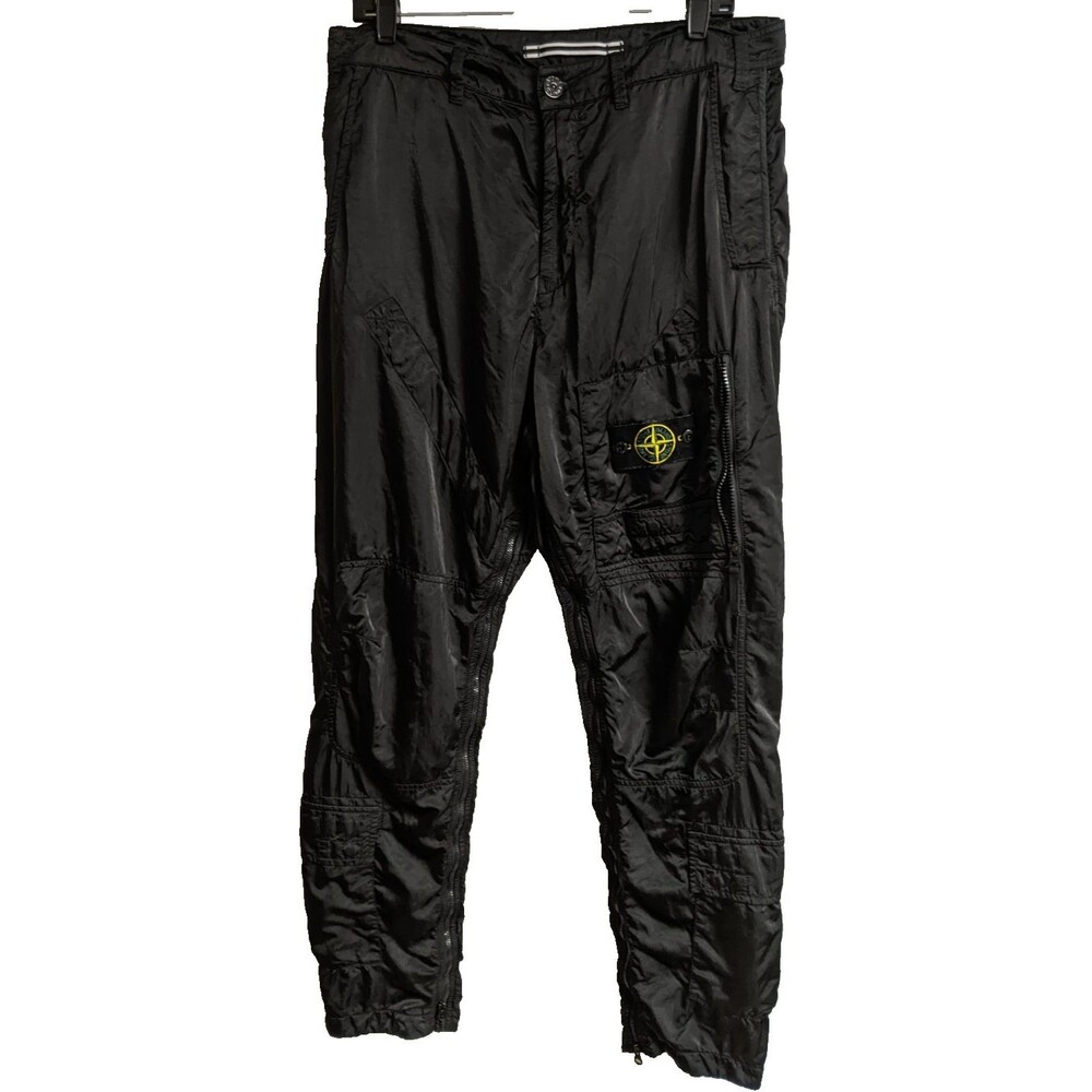 Men's STONE ISLAND Type RE Nylon Multi-Zip Black Cargo Pants 32 X 29